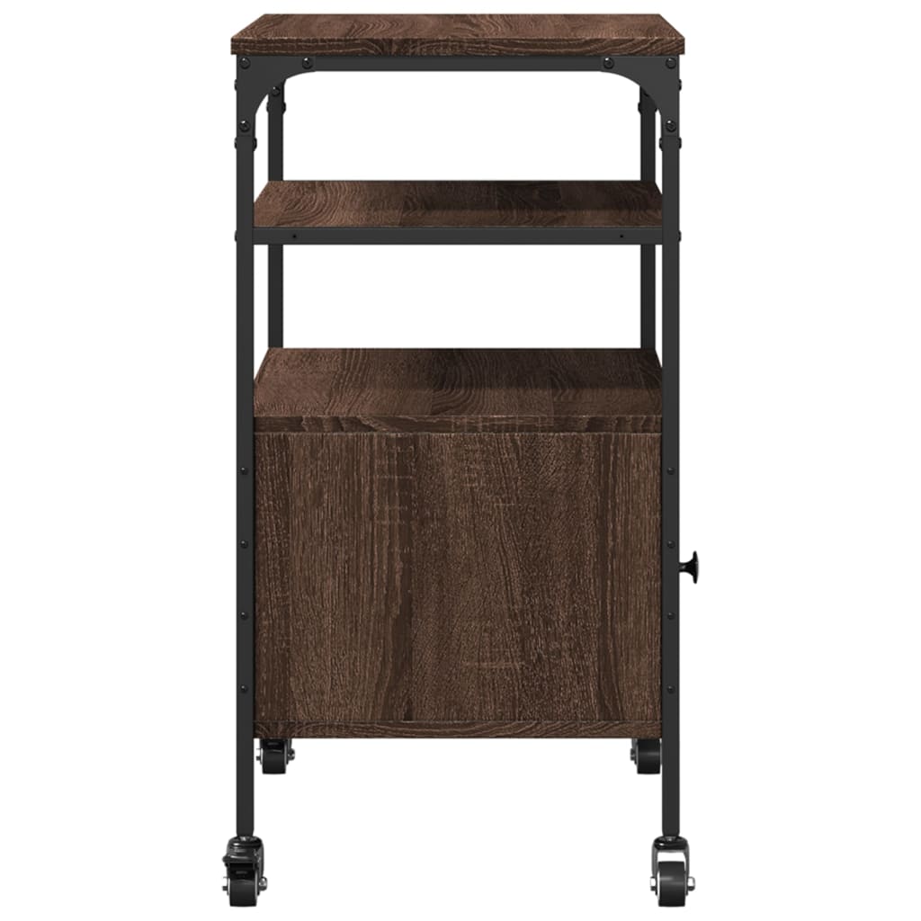 Printer Stand 3-Tier Brown Oak 50x40x76 cm Engineered Wood