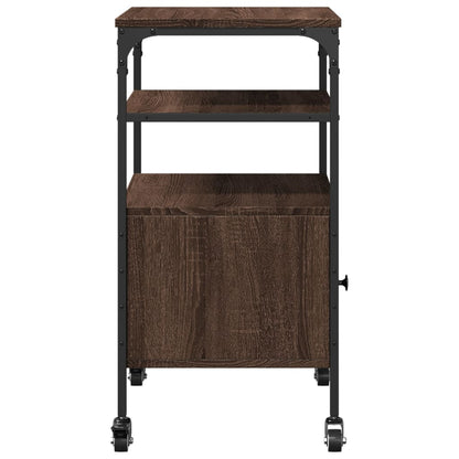 Printer Stand 3-Tier Brown Oak 50x40x76 cm Engineered Wood