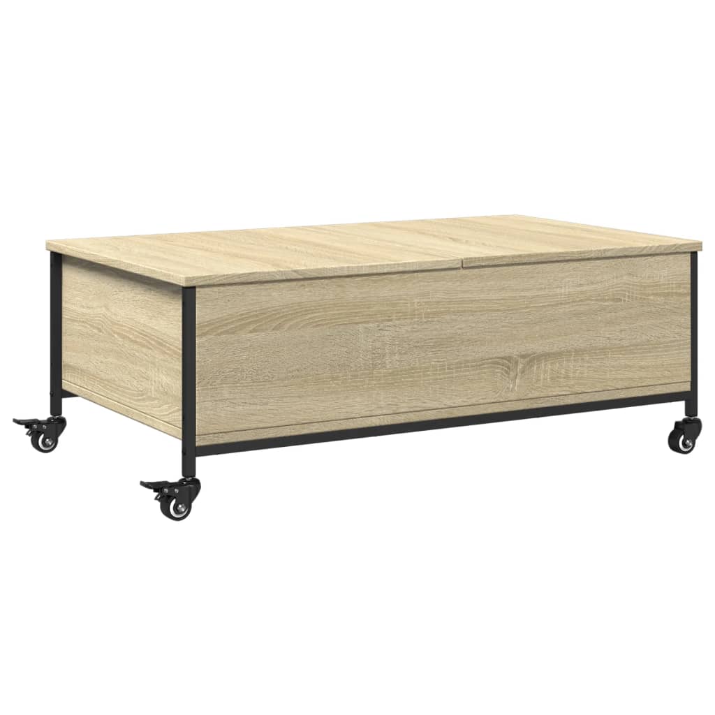 Coffee Table with Wheels Sonoma Oak 91x55x34 cm Engineered Wood