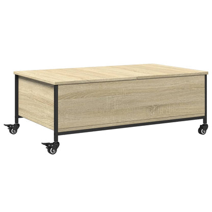 Coffee Table with Wheels Sonoma Oak 91x55x34 cm Engineered Wood
