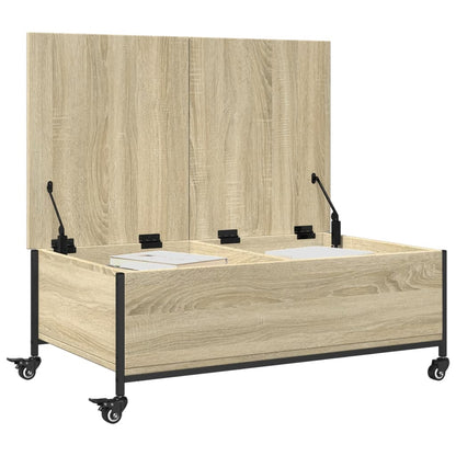 Coffee Table with Wheels Sonoma Oak 91x55x34 cm Engineered Wood