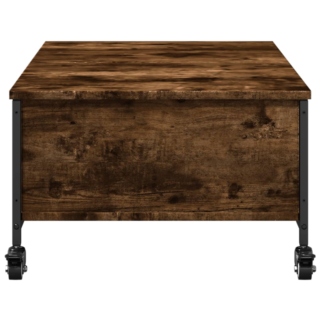 Coffee Table with Wheels Smoked Oak 91x55x34 cm Engineered Wood