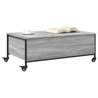 Coffee Table with Wheels Grey Sonoma 91x55x34 cm Engineered Wood