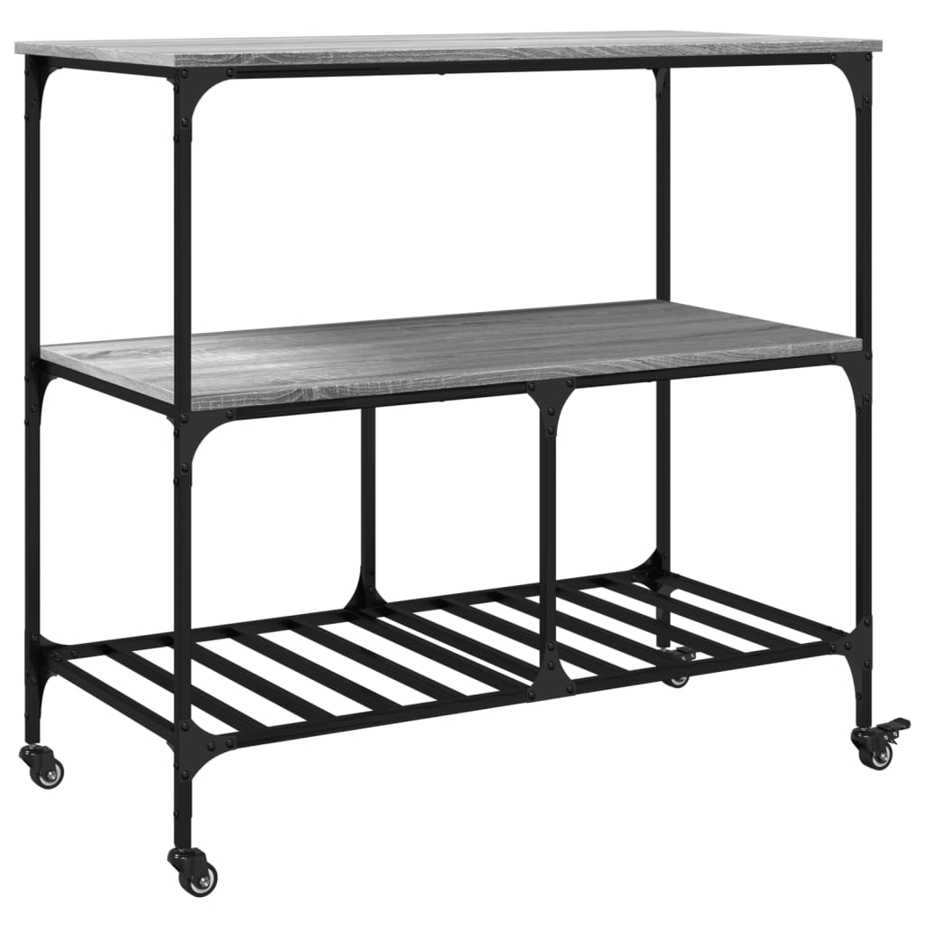 Kitchen Trolley Grey Sonoma 100x50x95 cm Engineered Wood