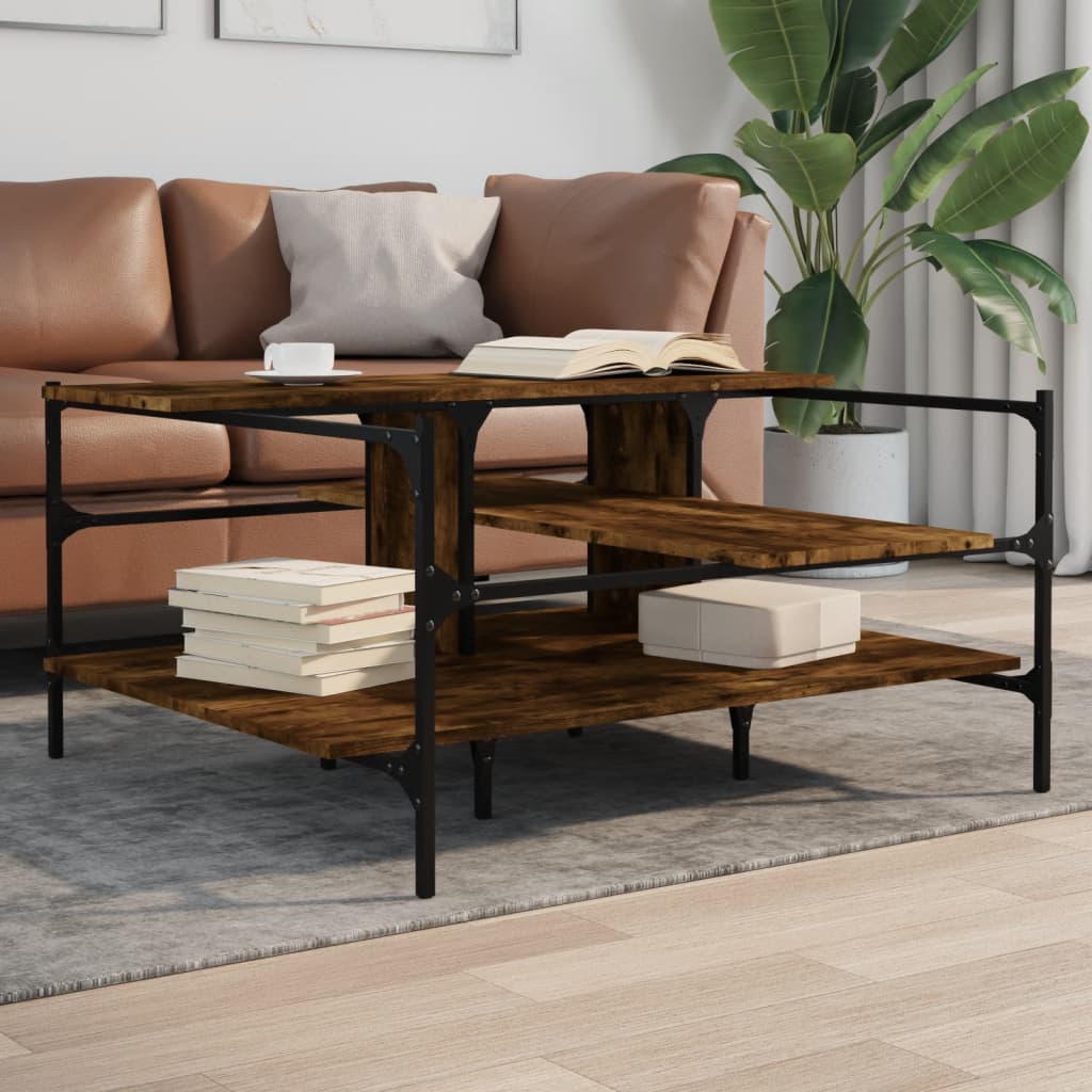 Coffee Table Smoked Oak 100x100x48,5 cm Engineered Wood