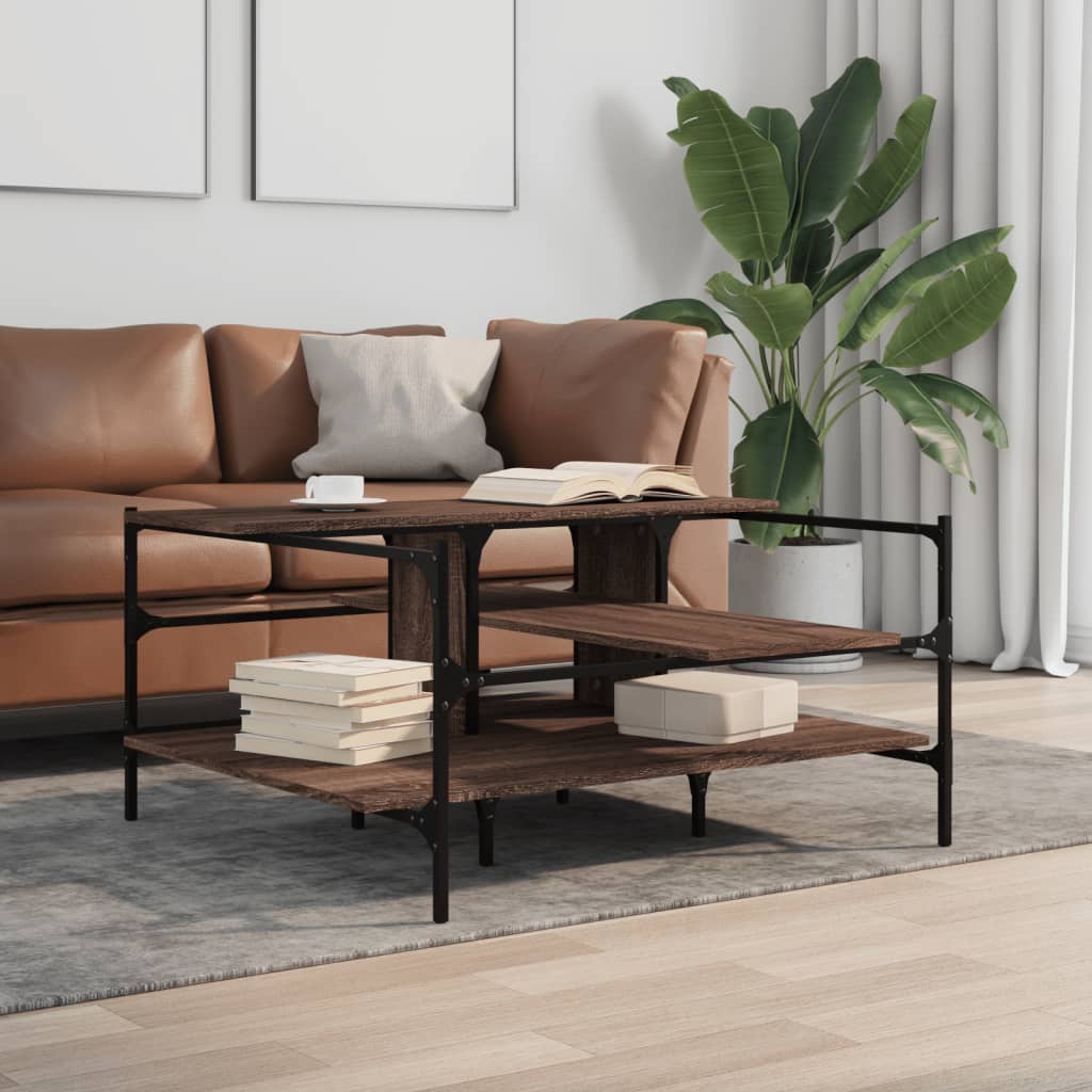 Coffee Table Brown Oak 100x100x48.5 cm Engineered Wood