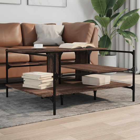 Coffee Table Brown Oak 100x100x48,5 cm Engineered Wood