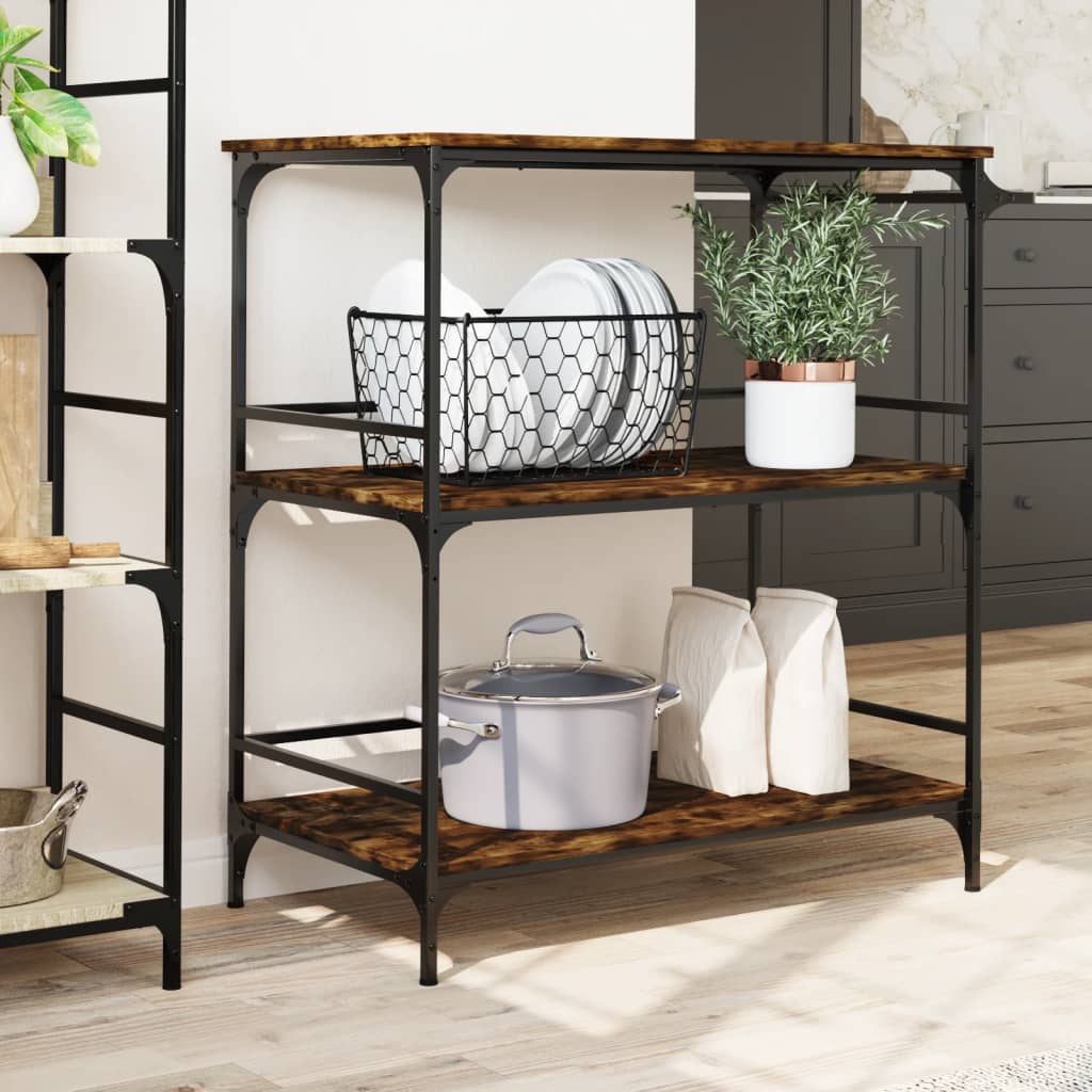 Kitchen Trolley Smoked Oak 100,5x50x105 cm Engineered Wood