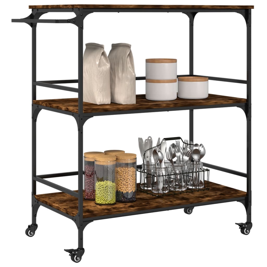 Kitchen Trolley Smoked Oak 100,5x50x105 cm Engineered Wood