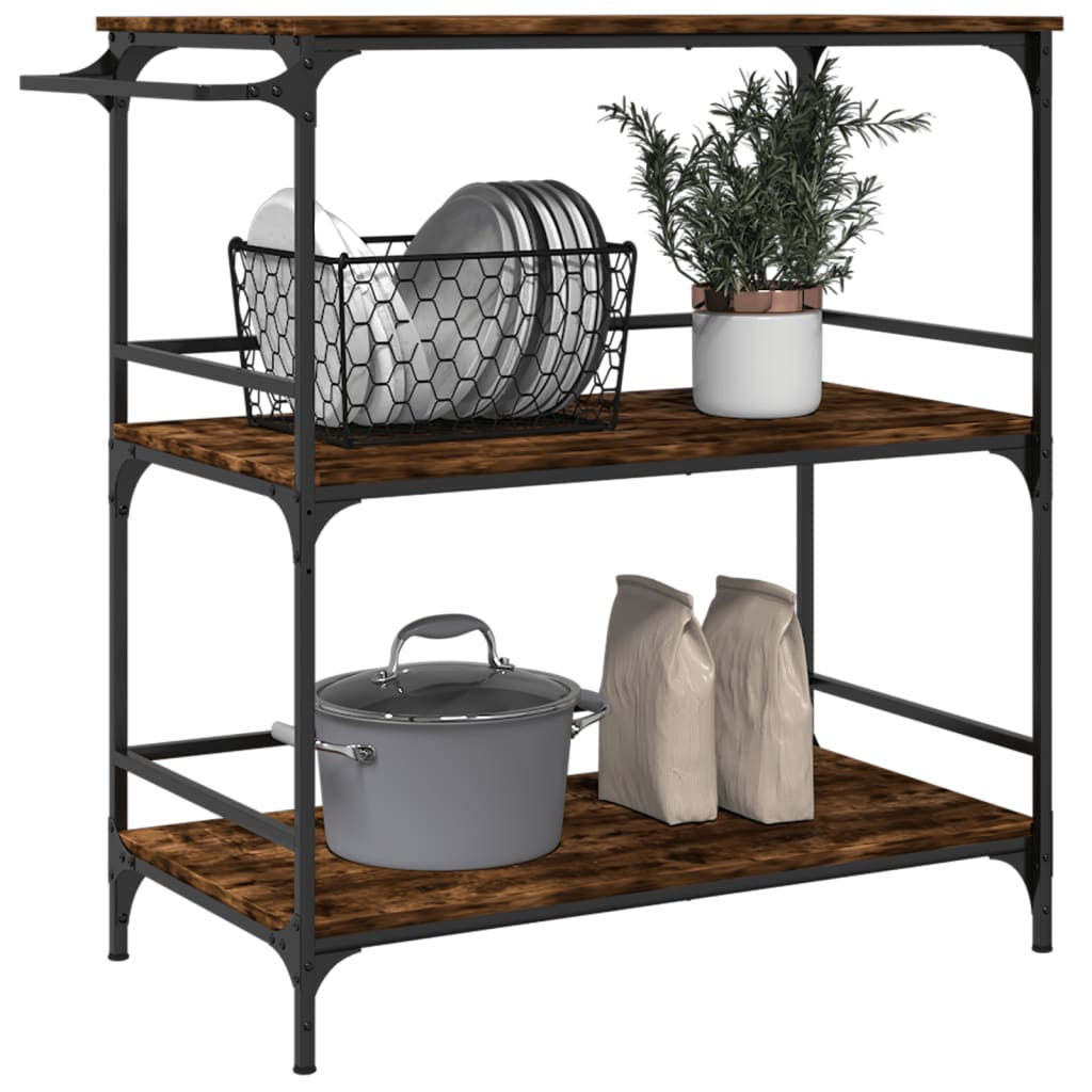 Kitchen Trolley Smoked Oak 100,5x50x105 cm Engineered Wood