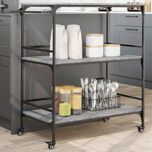 Kitchen Trolley Grey Sonoma 100,5x50x105 cm Engineered Wood