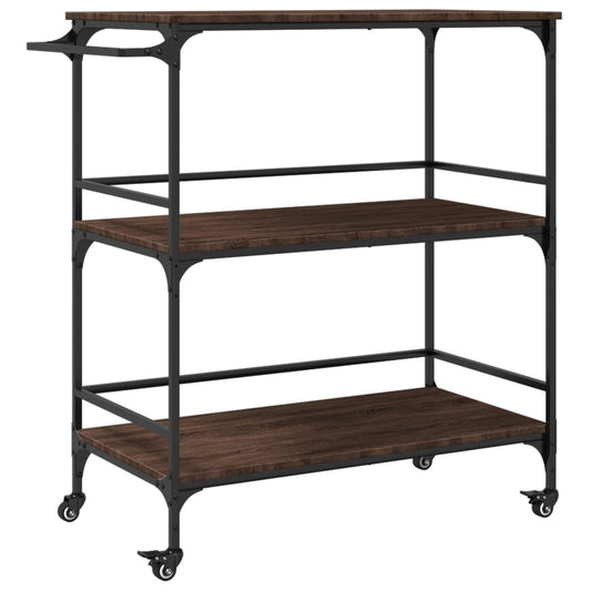 Kitchen Trolley Brown Oak 100,5x50x105 cm Engineered Wood