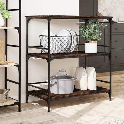 Kitchen Trolley Brown Oak 100,5x50x105 cm Engineered Wood