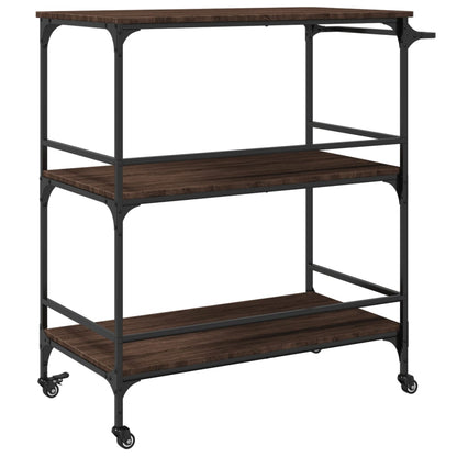 Kitchen Trolley Brown Oak 100,5x50x105 cm Engineered Wood
