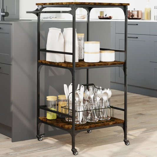 Kitchen Trolley Smoked Oak 60,5x50x105 cm Engineered Wood