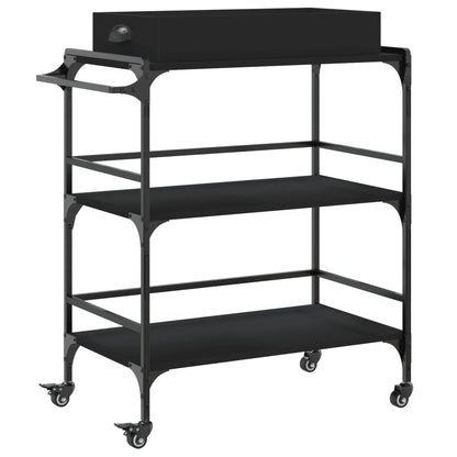 Kitchen Trolley Black 81,5x41x92,5 cm Engineered Wood