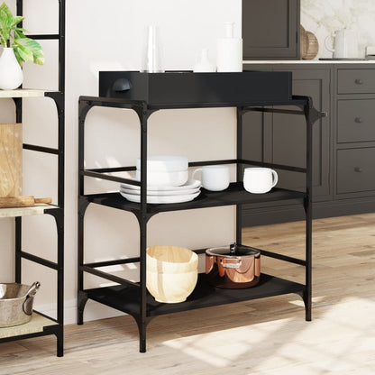 Kitchen Trolley Black 81,5x41x92,5 cm Engineered Wood