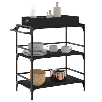 Kitchen Trolley Black 81,5x41x92,5 cm Engineered Wood