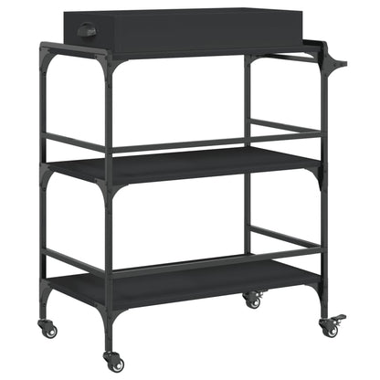 Kitchen Trolley Black 81,5x41x92,5 cm Engineered Wood