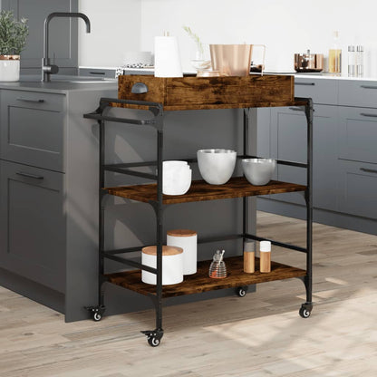 Kitchen Trolley Smoked Oak 81,5x41x92,5 cm Engineered Wood