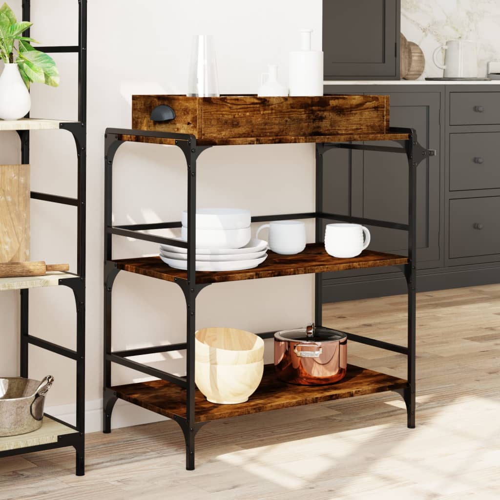 Kitchen Trolley Smoked Oak 81,5x41x92,5 cm Engineered Wood