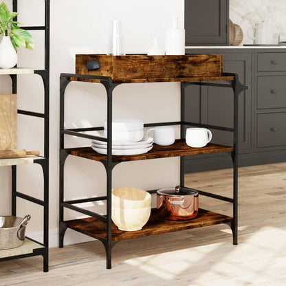 Kitchen Trolley Smoked Oak 81,5x41x92,5 cm Engineered Wood