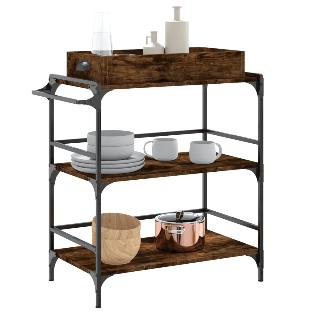 Kitchen Trolley Smoked Oak 81,5x41x92,5 cm Engineered Wood