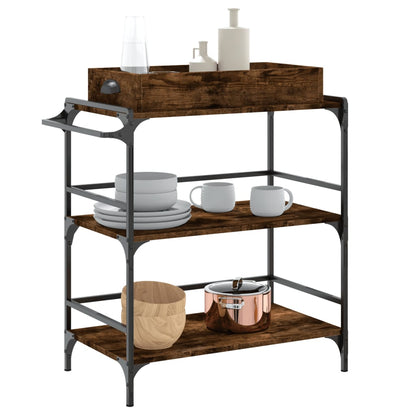 Kitchen Trolley Smoked Oak 81,5x41x92,5 cm Engineered Wood