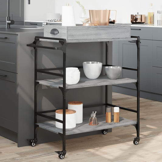 Kitchen Trolley Grey Sonoma 81,5x41x92,5 cm Engineered Wood