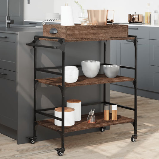 Kitchen Trolley Brown Oak 81,5x41x92,5 cm Engineered Wood