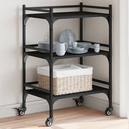 Kitchen Trolley Black 50x35x75,5 cm Engineered Wood
