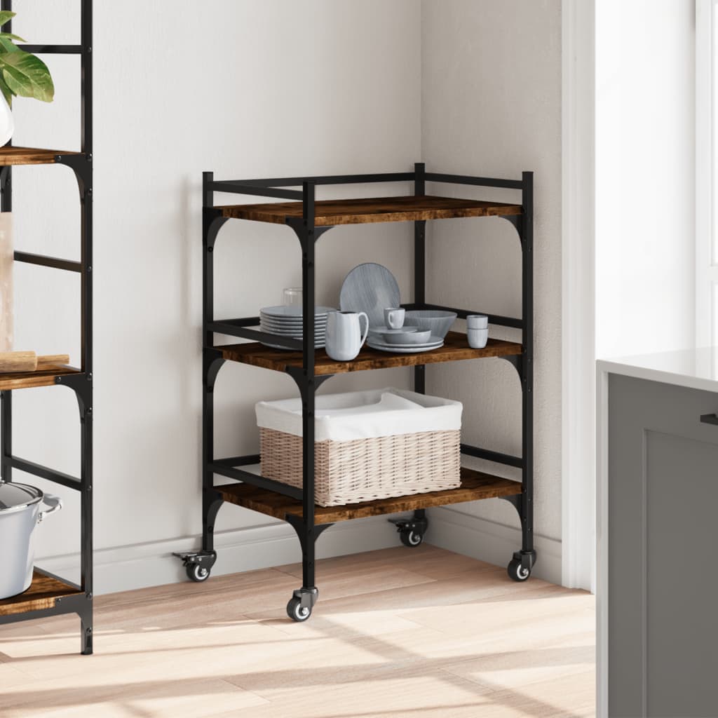 Kitchen Trolley Smoked Oak 50x35x75.5 cm Engineered Wood