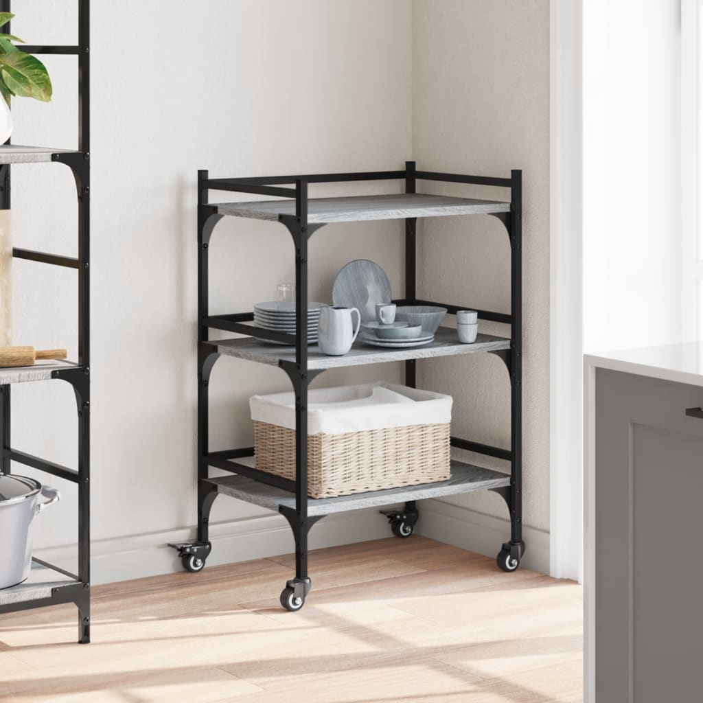 Kitchen Trolley Grey Sonoma 50x35x75.5 cm Engineered Wood