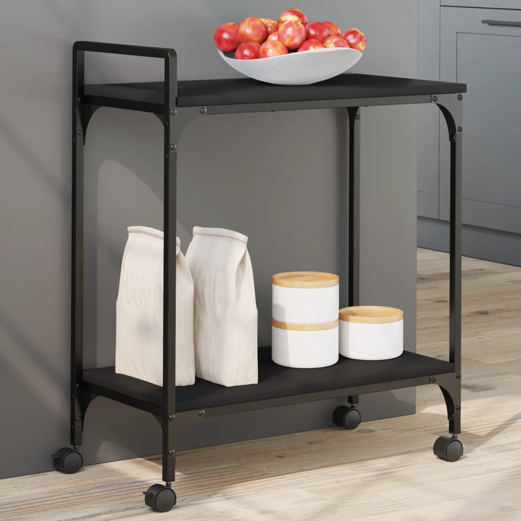 Kitchen Trolley Black 60.5x31x72.5 cm Engineered Wood