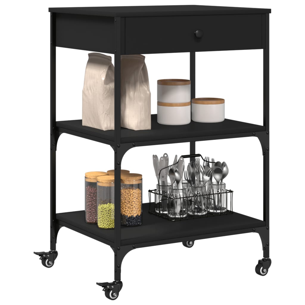 Kitchen Trolley Black 60x48x89.5 cm Engineered Wood
