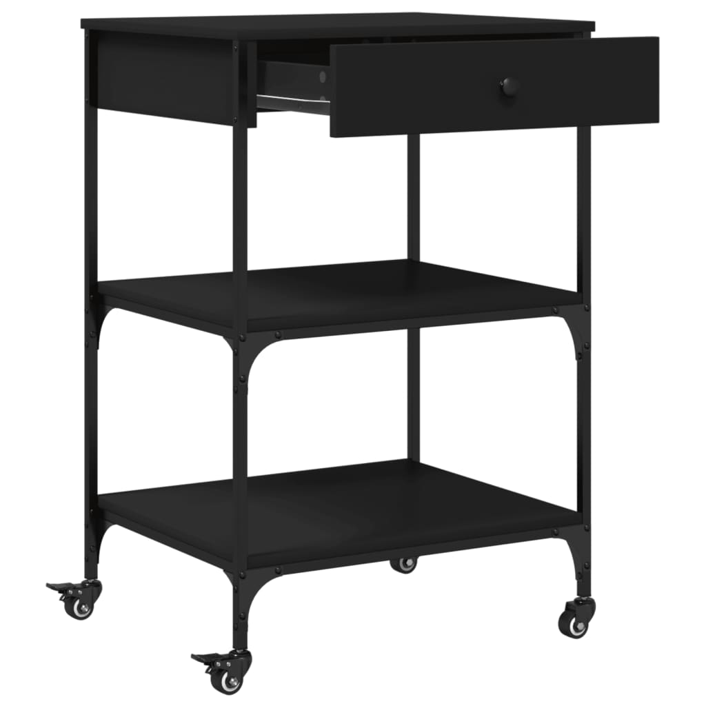 Kitchen Trolley Black 60x48x89.5 cm Engineered Wood