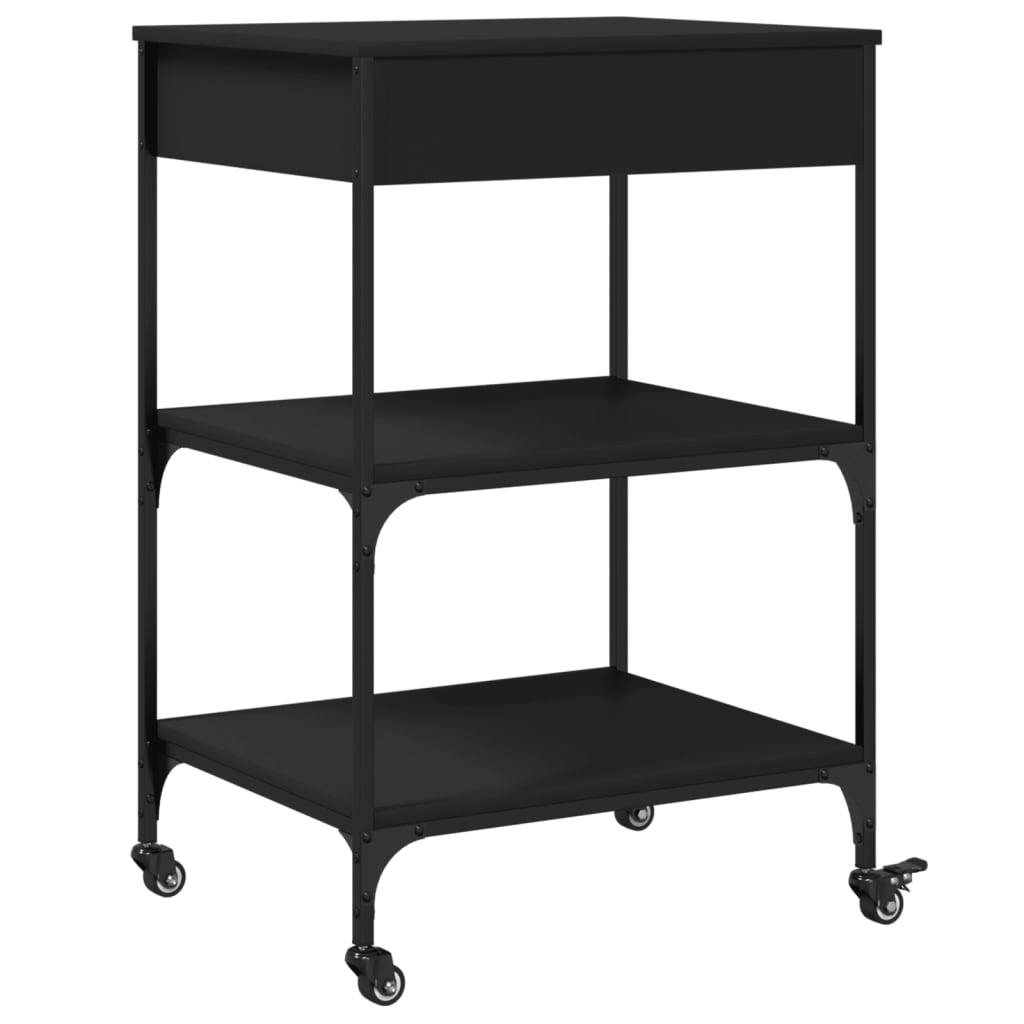 Kitchen Trolley Black 60x48x89.5 cm Engineered Wood