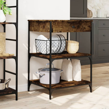 Kitchen Trolley Smoked Oak 60x48x89,5 cm Engineered Wood