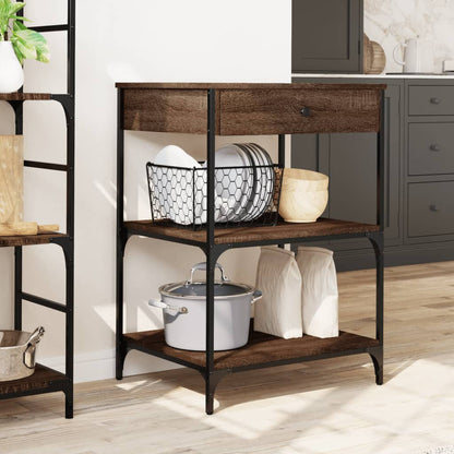 Kitchen Trolley Brown Oak 60x48x89,5 cm Engineered Wood