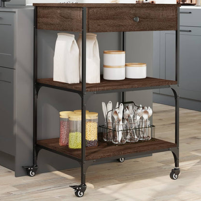 Kitchen Trolley Brown Oak 60x48x89,5 cm Engineered Wood