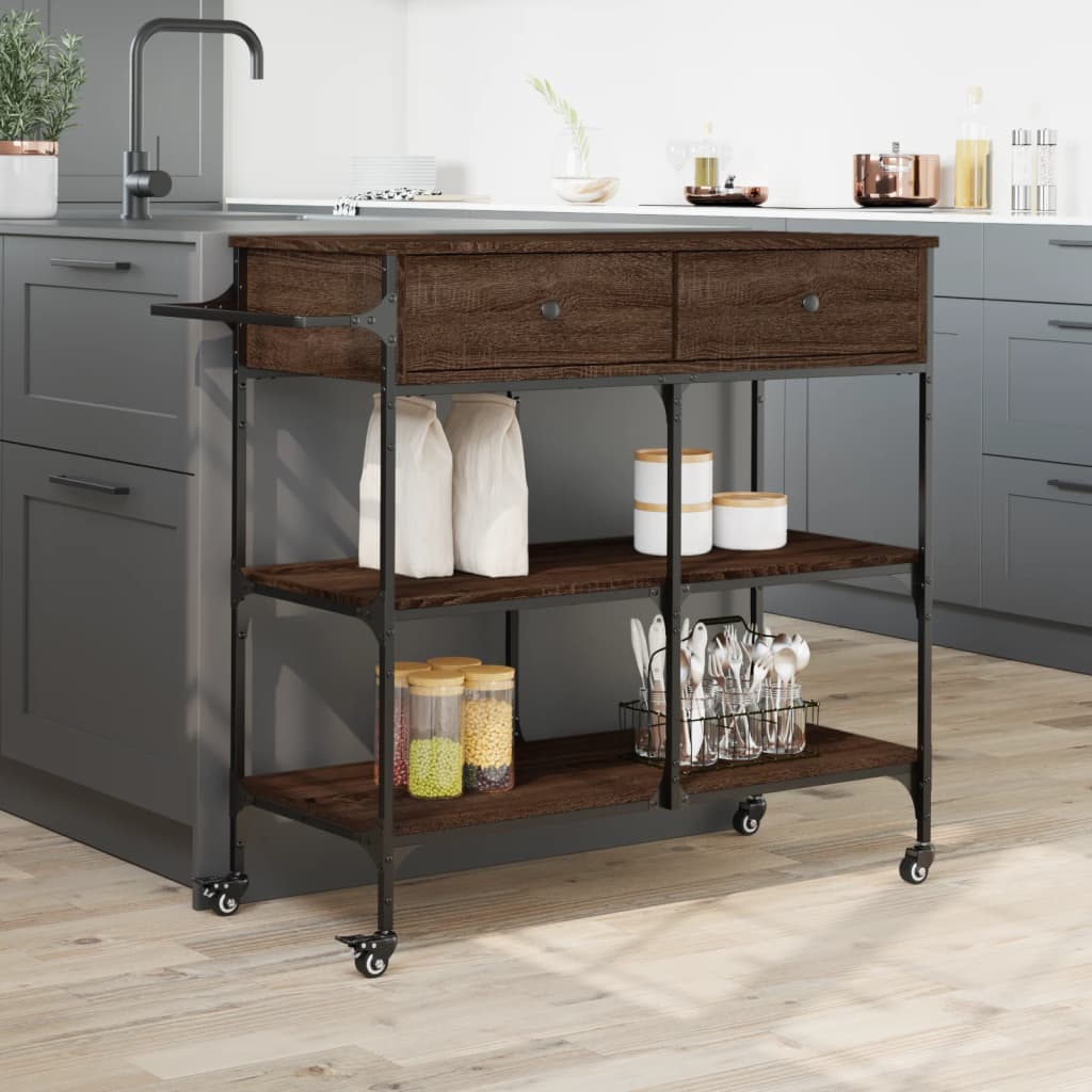 Kitchen Trolley Brown Oak 105x42x95 cm Engineered Wood