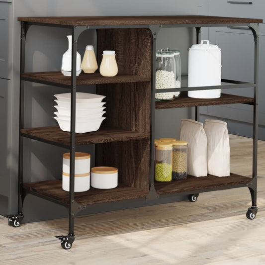 Kitchen Trolley Brown Oak 100x45x89,5 cm Engineered Wood