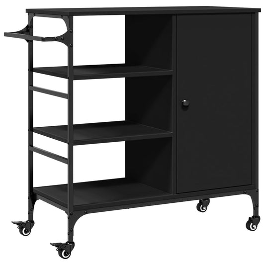 Kitchen Trolley Black 87,5x38,5x84,5 cm Engineered Wood