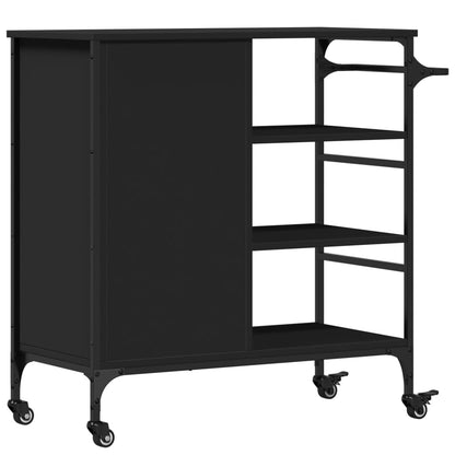 Kitchen Trolley Black 87,5x38,5x84,5 cm Engineered Wood