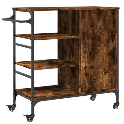 Kitchen Trolley Smoked Oak 87,5x38,5x84,5 cm Engineered Wood