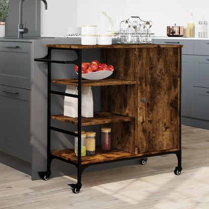 Kitchen Trolley Smoked Oak 87,5x38,5x84,5 cm Engineered Wood