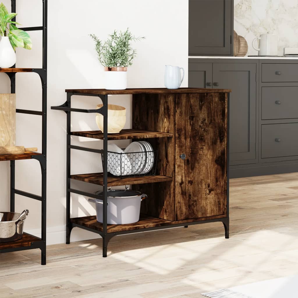 Kitchen Trolley Smoked Oak 87.5x38.5x84.5 cm Engineered Wood
