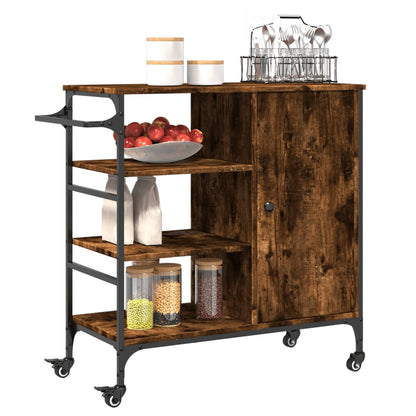 Kitchen Trolley Smoked Oak 87,5x38,5x84,5 cm Engineered Wood
