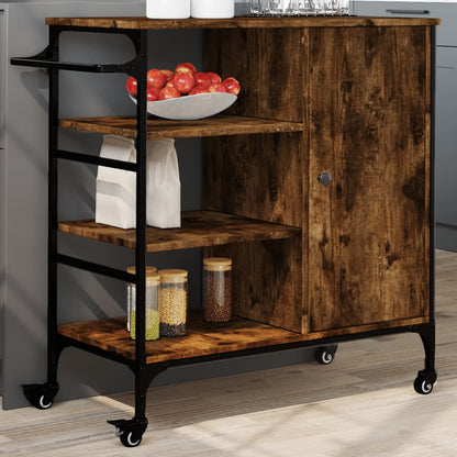 Kitchen Trolley Smoked Oak 87,5x38,5x84,5 cm Engineered Wood