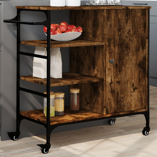 Kitchen Trolley Smoked Oak 87,5x38,5x84,5 cm Engineered Wood